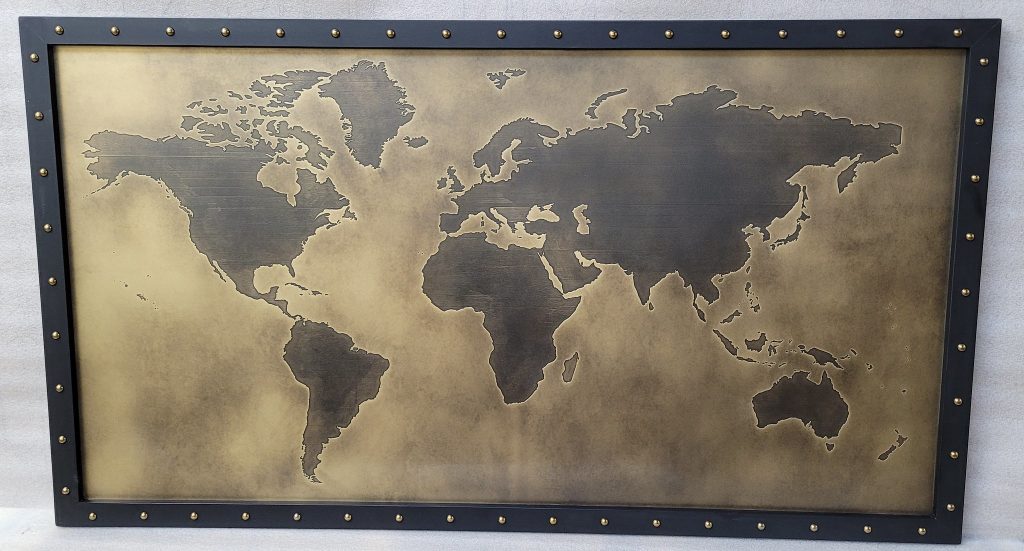 engraved world map