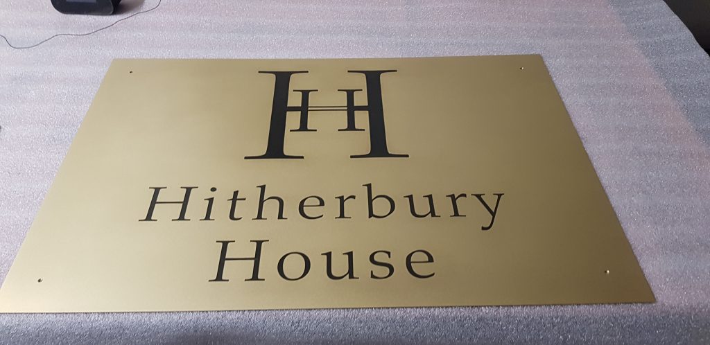 hitherbury house brass sign